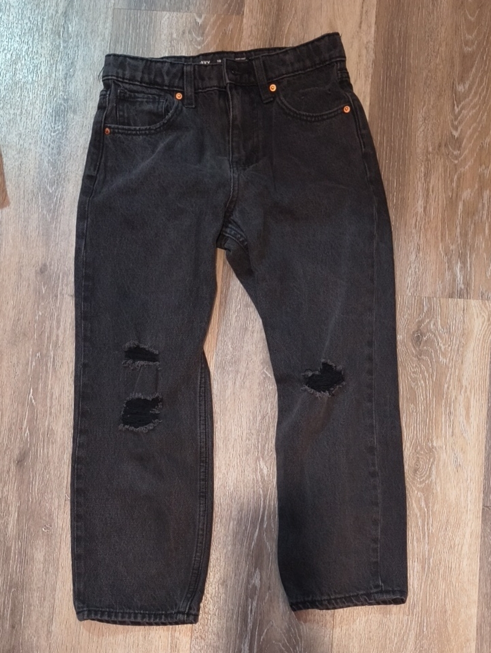 Old Navy Black High Rise Slouchy Straight-Leg Distressed Jeans